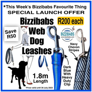 NEW:  Bizzibabs Dark Blue Striped Web 1.8m Dog Leash