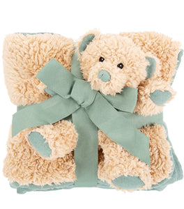 SCRUFFS Snuggle Reversible Pet Blanket: Sage Green - 100cm x 75cm (+comfort Bear)