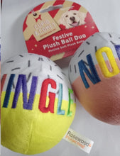 Load image into Gallery viewer, Two Festive Plush Ball Duo Dog Toys (Diameter 10cm)