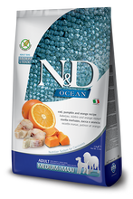 Load image into Gallery viewer, FARMINA N&D OCEAN Grain-Free Adult Dog Food for All Breeds: Cod, Pumpkin & Orange Recipe