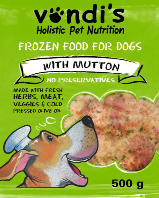 VONDI'S Holistic Pet Nutrition, Mutton Dog Food - Frozen 500g