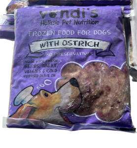 VONDI'S Holistic Ostrich Dog Food  - Frozen 500g