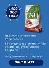 Load image into Gallery viewer, FARMINA N&D PRIME GRAIN-FREE: Adult Dog Food for All Breeds Chicken & Pomegranate