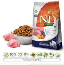 Load image into Gallery viewer, FARMINA N&D PUMPKIN GRAIN-FREE: Adult Dog Food for All Breeds and All Life Stages Lamb and Blueberry.