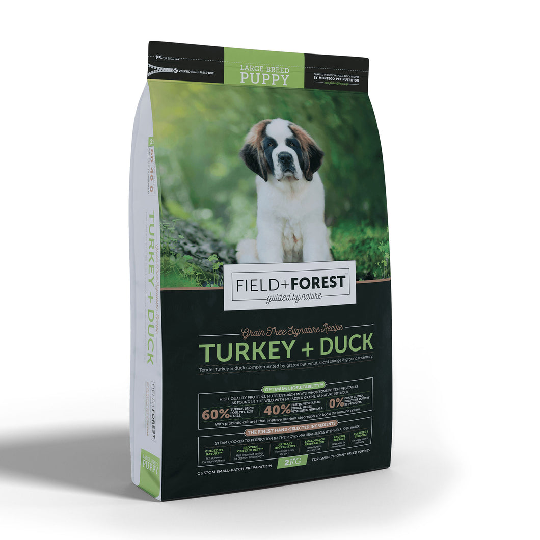DISCONTINUED 25 JAN 2024: Montego FIELD+FOREST Turkey + Duck Large Breed Puppy Food