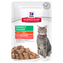 Load image into Gallery viewer, HILL&#39;S SCIENCE PLAN Adult Perfect Weight Wet Cat Food Chicken &amp; Salmon Flavour 85g pouches - Single or Box of 12
