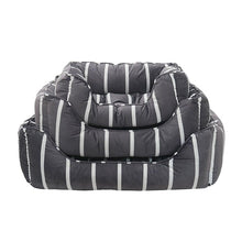 Load image into Gallery viewer, Grey Velvet Stripes Square Dog Bed - Out of Stock