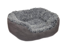 Load image into Gallery viewer, Grey Lion Faux Suede Oval Dog Bed - Small, Medium 65cm & Large 80cm