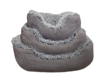 Load image into Gallery viewer, Grey Lion Faux Suede Oval Dog Bed - Small, Medium 65cm & Large 80cm