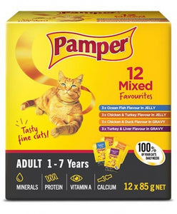 Pamper Adult Cat Food - Box of Mixed Favourites 12 x 85g