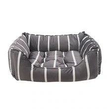 Load image into Gallery viewer, Grey Velvet Stripes Square Dog Bed

