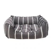 Load image into Gallery viewer, Grey Velvet Stripes Square Dog Bed - Out of Stock