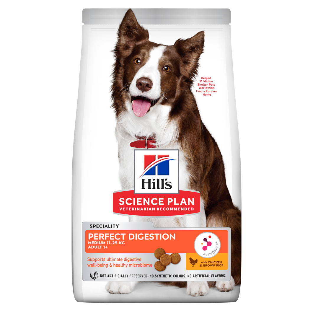 HILL'S SCIENCE PLAN Adult Medium Perfect Digestion Chicken & Brown Rice Dry Food - 12kg