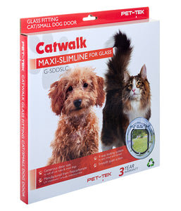 Pet Tek Glass Fitting Slim Line Pet Door - Suitable for cats and small dogs