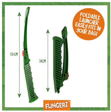 Load image into Gallery viewer, NEW!  Flingerz Folding Launcher and Toy Set  - Toy 21cm/Launcher 31cm when folded
