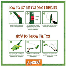 Load image into Gallery viewer, NEW!  Flingerz Folding Launcher and Toy Set  - Toy 21cm/Launcher 31cm when folded
