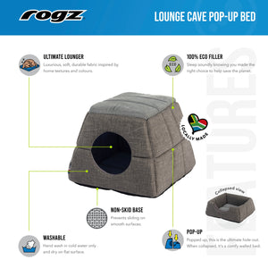 ROGZ Lounge Cave Pop-Up Pet Bed