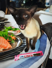 Load image into Gallery viewer, NEW! INABA Churu Cat Treat - Tuna with Salmon Recipe - 4 tubes in one pack
