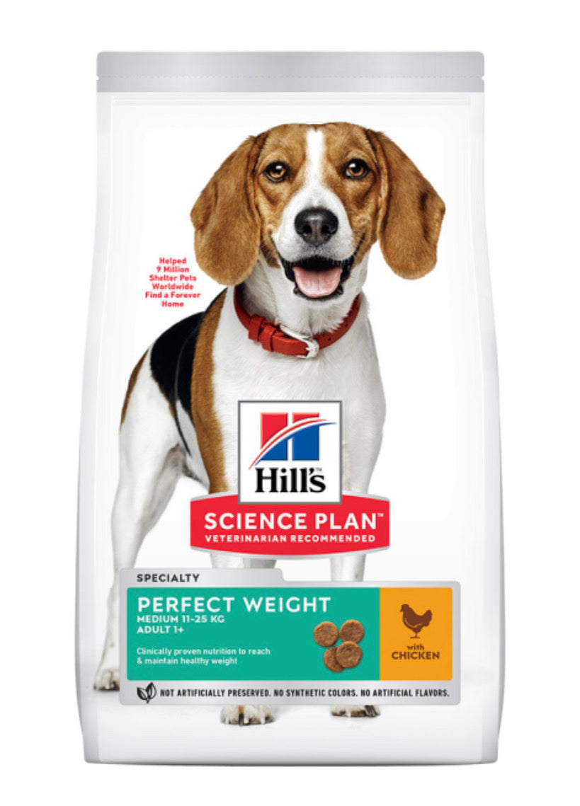 HILL'S SCIENCE PLAN Adult Perfect Weight Medium Breed Dry Dog Food Chicken Flavour - 12kg