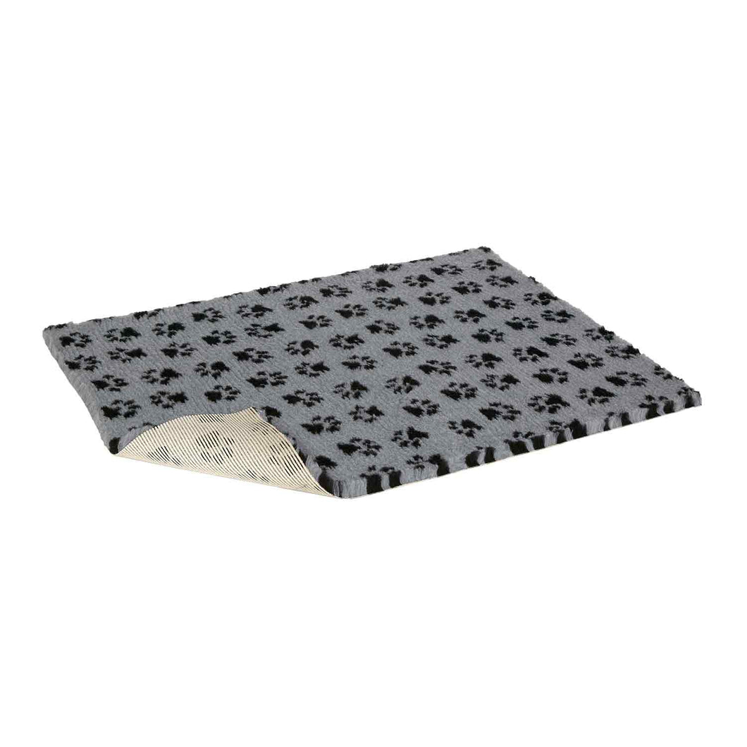 Petlife Vetbed Non-Slip Mat - Grey with Black Paw Prints (Small, Medium or Large)