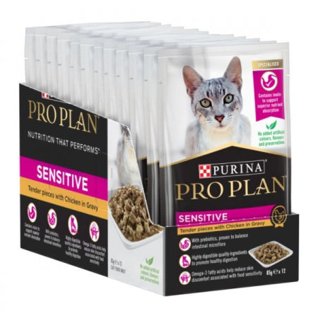 PRO PLAN Feline Adult Sensitive Wet Chicken in Gravy 12 x 85g