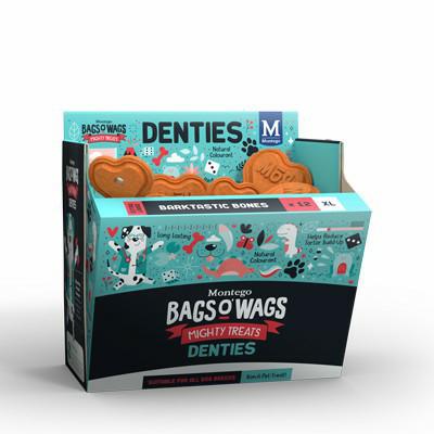 DENTIES Bones Bags O' Wags Treats Montego: X-Large - 1 x Box of 12 pieces