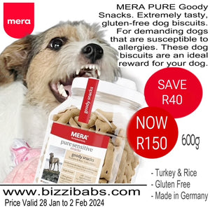 MeraDog Pure Sensitive Goody Snacks - Gluten Free 600g Jar