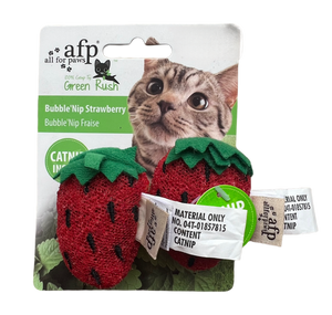 All for Paws Cat Toy Green Rush Bubble 'Nip Strawberries (8cm)