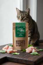 Load image into Gallery viewer, Treatz for Cats Chicken &amp; Spinach cat treats 80g lifestyle shot
