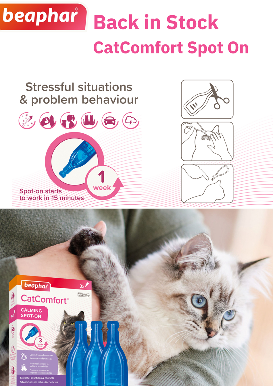 Beaphar Cat Calming Spot-on - BACK IN STOCK - 3 vials
