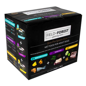 DISCONTINUED 25 JAN 2024: Montego FIELD+FOREST Wet Adult Dog Food: Multi-Pack Boxes (6 Tubs) or Single (227g) Tubs