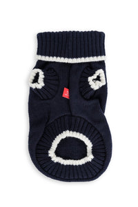 Dog's Life Mohair Knit Polo Neck Dog Jersey - Navy and White