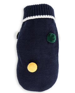 Dog's Life Mohair Knit Polo Neck Dog Jersey - Navy and White