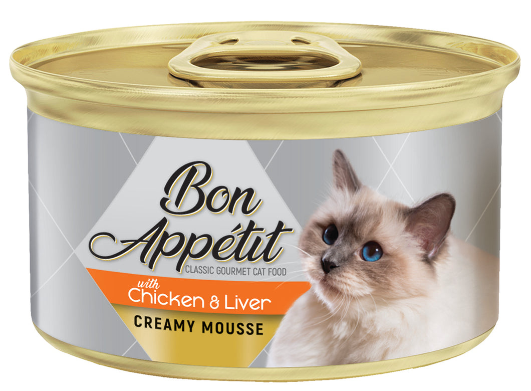 BON APPÉTIT Chicken & Liver Creamy Cat Food Mousse (85g x 12 tins)