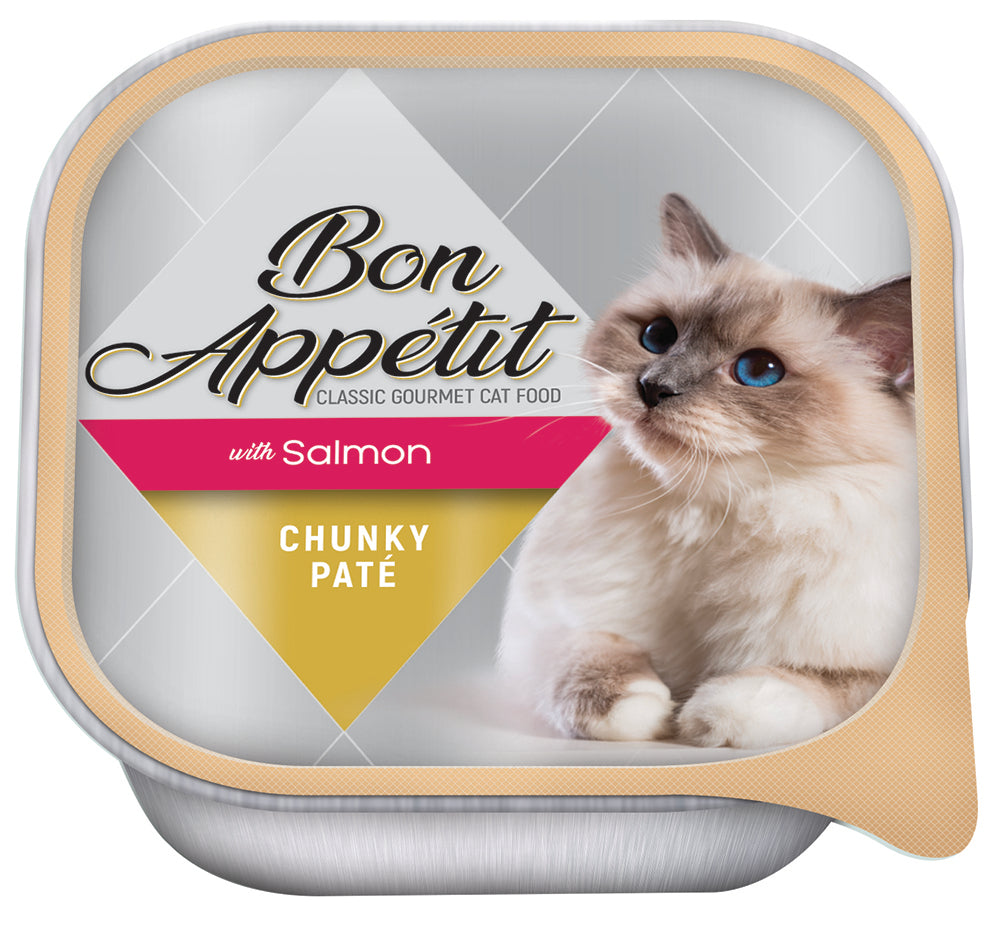 BON APPÉTIT Chunky Salmon Cat Food Paté  (100g x 16 trays)