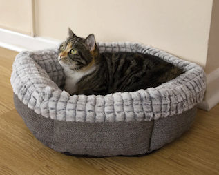 Tweed and Plush Round Cat Bed Bizzibabs.com