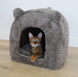 Rosewood Grey Teddy Bear Cat Bed Bizzibabs.com