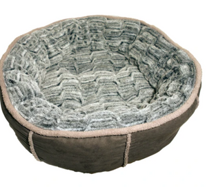 Deep Plush Grey Donut Dog Bed - Small 50.5cm & Medium 68.5cm