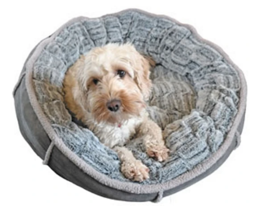 Deep Plush Grey Donut Dog Bed