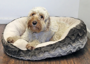 Snuggle Round Plush or Oval Plush Rosewood Dog Bed