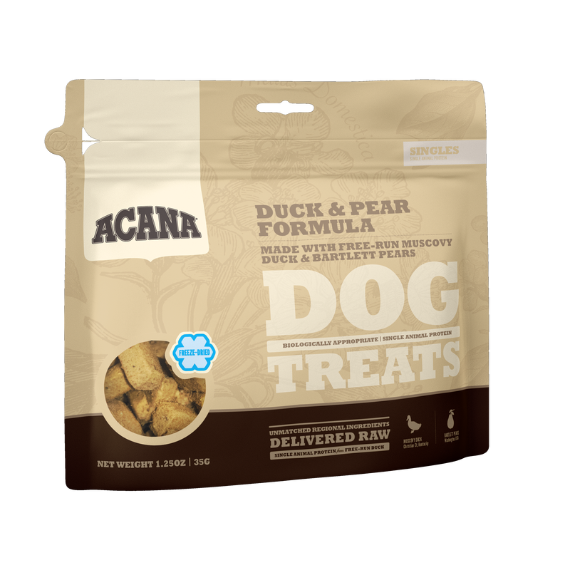 ACANA DOG TREATS:  Singles Duck & Pear Freeze-Dried Dog Treats