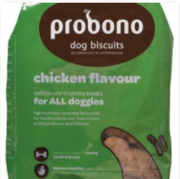 PROBONO Dog Biscuits: Small Pack:  Chicken or Oxtail Flavour Biscuits 300g