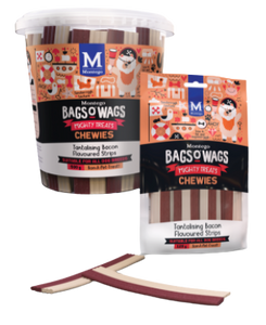 BAGS O' WAGS: Montego Treats for Adult Dogs - Bacon Strip Chewies