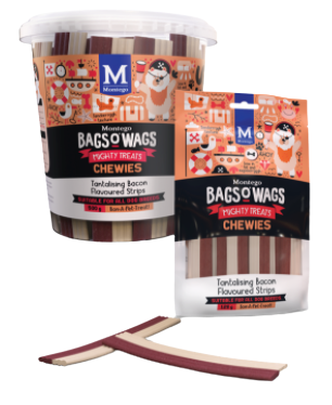 BAGS O' WAGS: Montego Treats for Adult Dogs - Bacon Strip Chewies