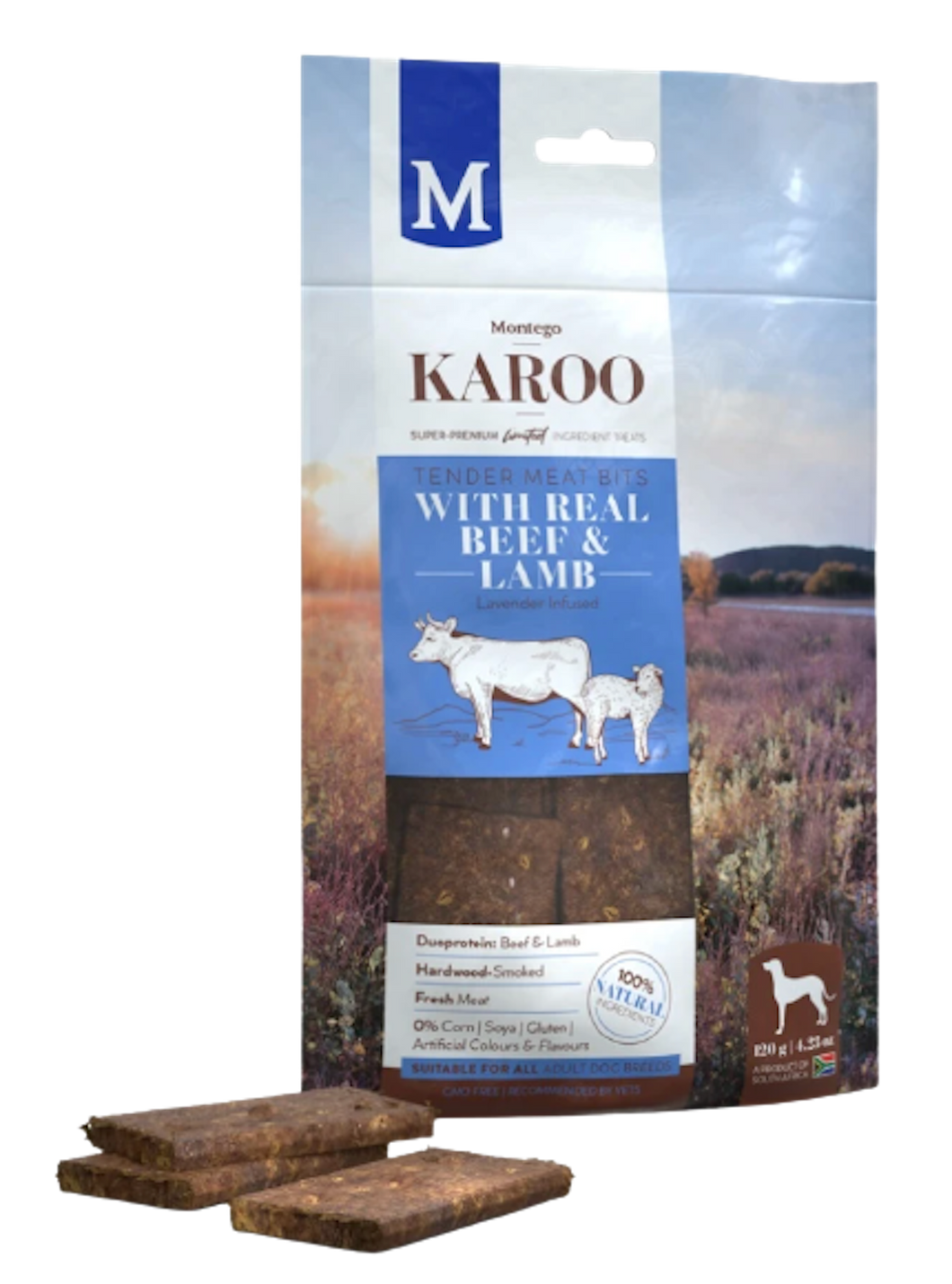 Montego Karoo Lavender-infused Tender Meat Bits with Real Beef and Lamb Dog Treats