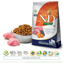 Load image into Gallery viewer, FARMINA N&amp;D PUMPKIN GRAIN-FREE: Adult Dog Food for All Breeds and All Life Stages Italian Lamb and Blueberry.
