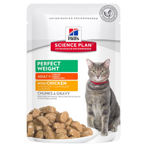 HILL'S SCIENCE PLAN Adult Perfect Weight Wet Cat Food Chicken & Salmon Flavour 85g pouches - Single or Box of 12