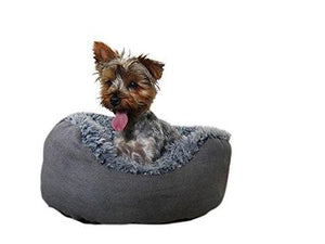 Grey Lion Faux Suede Oval Dog Bed Large & Medium