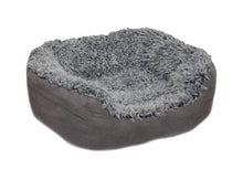 Load image into Gallery viewer, Grey Lion Faux Suede Oval Dog Bed Large &amp; Medium
