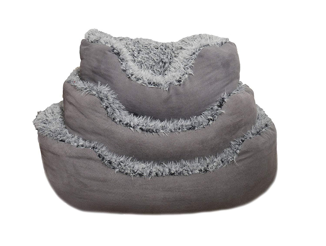 Grey Lion Faux Suede Oval Dog Bed Large & Medium